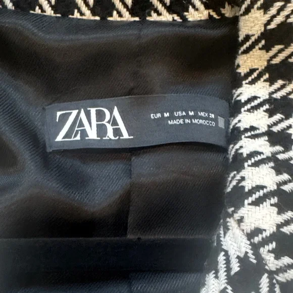 ZARA Black & White Tweed Houndstooth Double-Breasted Blazer - size M - Picture 7 of 14